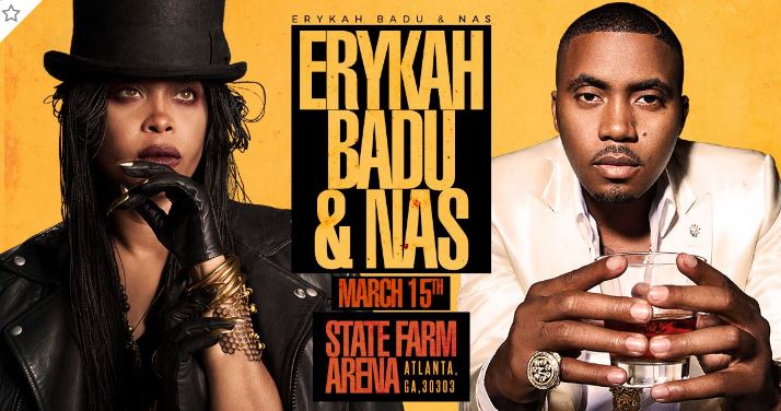 Erykah Badu And Nas Performing At State Farm Arena In Atlanta