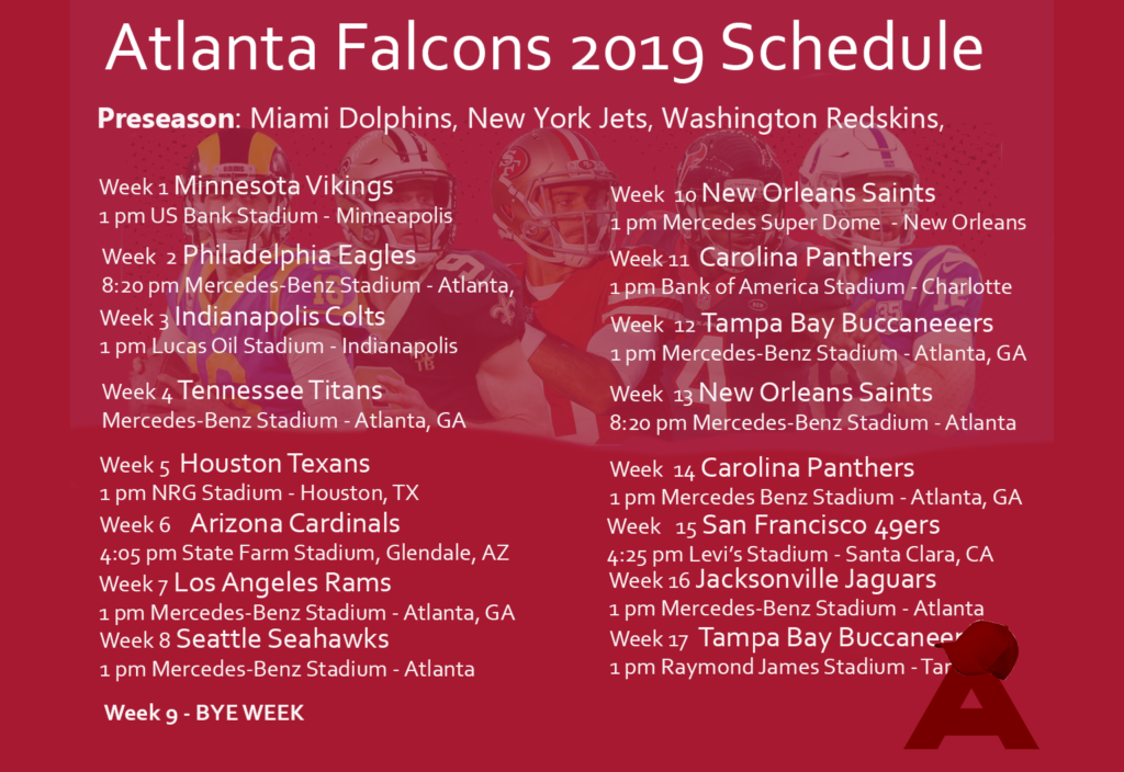 Atlanta Falcons 2019 schedule