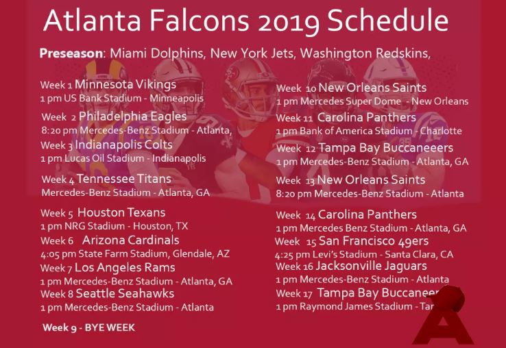 Atlanta Falcons 2019 schedule