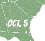Georgia foliage map 2019- Oct. 5