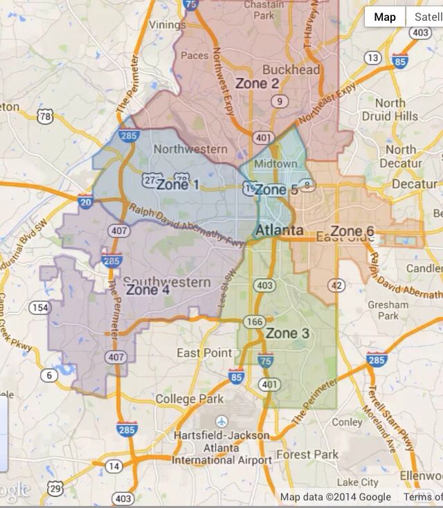 Map of Atlanta zones