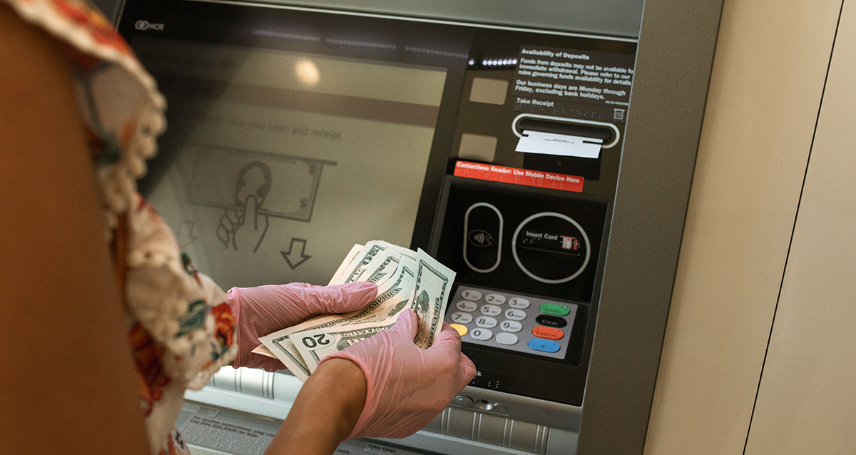 Woman at ATM machine in Atlanta