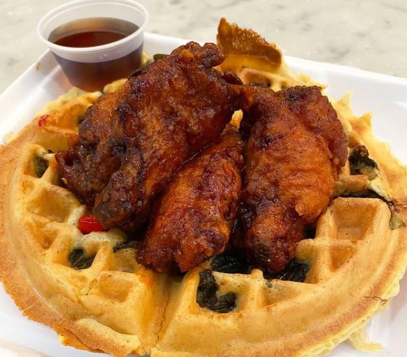 Soul Food and Culture's famous collard green waffle