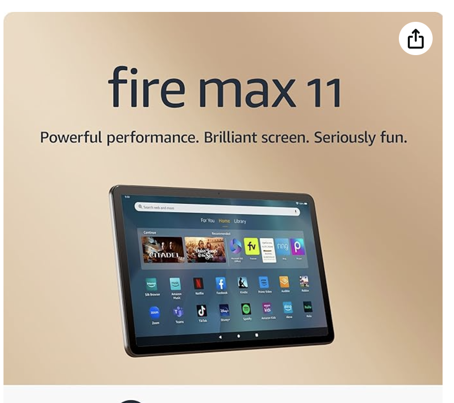 Amazon Fire Max 11 tablet (newest model) vivid 11” display, 64 GB