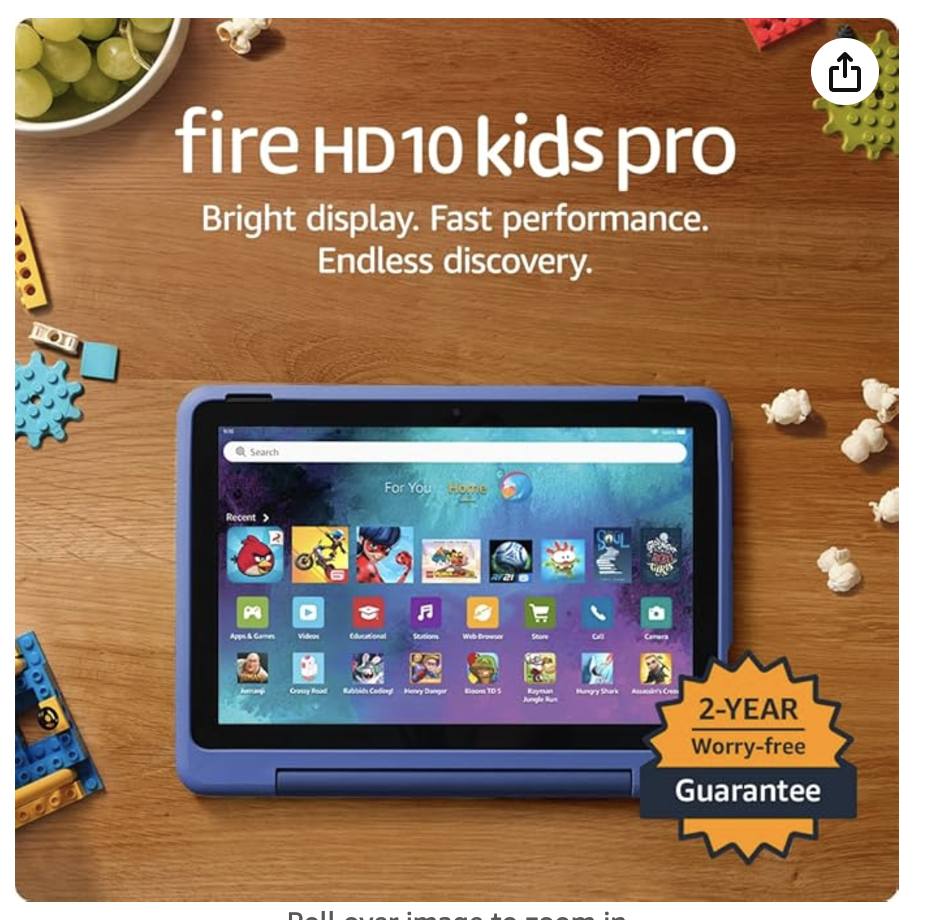 Amazon Fire HD 10 Kids Pro tablet (newest model) ages 6-12, 32 GB