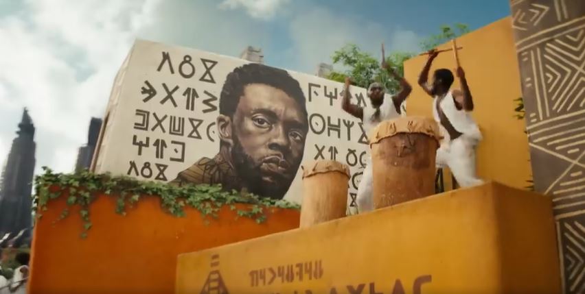 T'Challa mural in Black Panther 2: Wakanda Forever