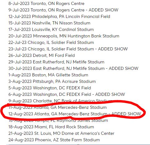 Beyonce tour dates Atlanta 2023