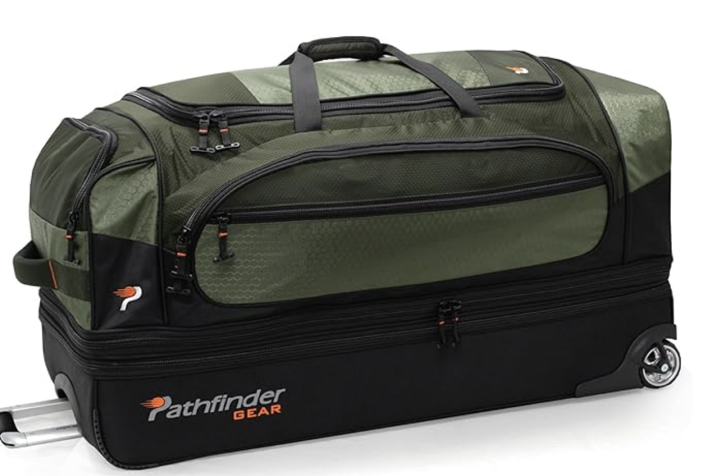 Pathfinder Gear 36 Inch Rolling Drop Bottom Duffel, Olive, One Size