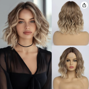 Short Ombre Blonde Wavy Wig for Women 14 Inch Shoulder Length 