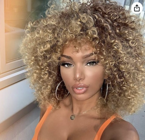 MISSWIG Short Kinky Curly Wigs for Black Women Blonde Mixed Brown Synthetic Wigs