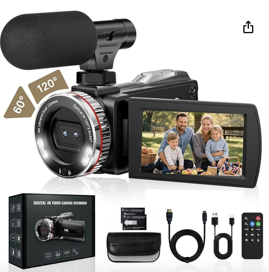 4K 60FPS Video Camera Camcorder Ultra HD 48MP