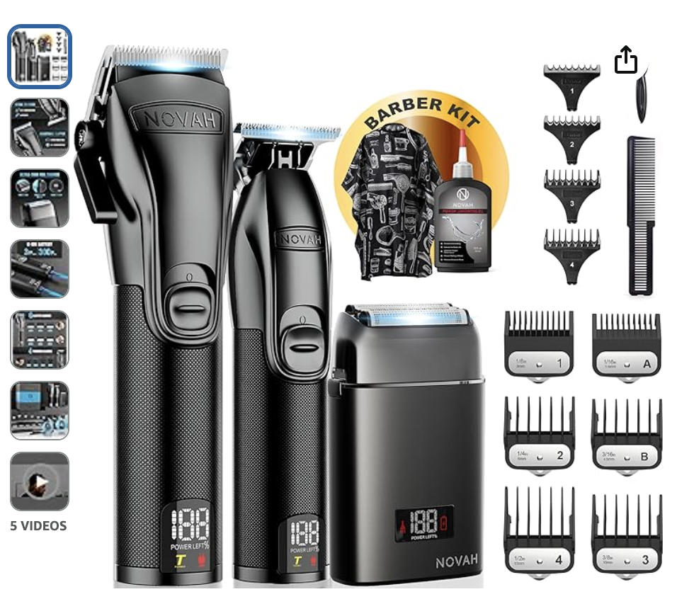 Novah Professional Barber Clippers and Trimmer Set 