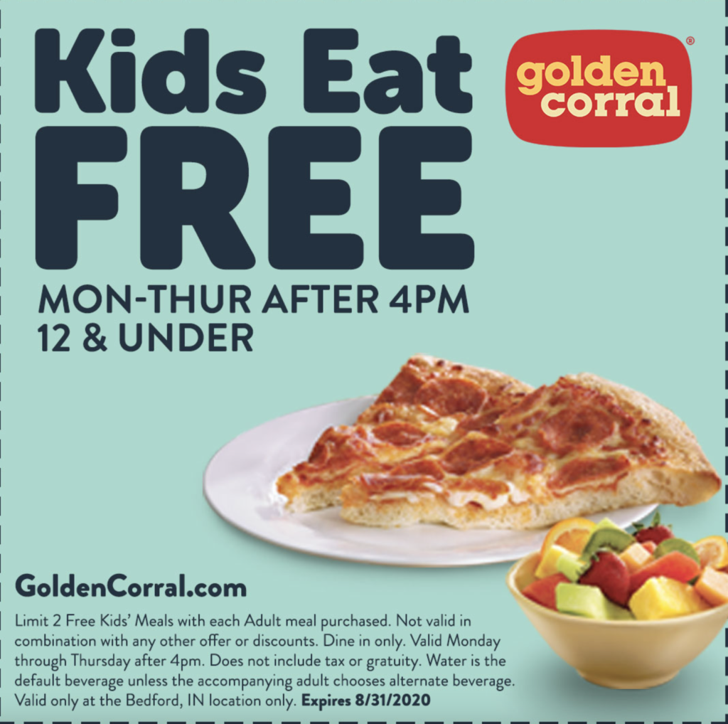 Kids eat free at  Golden Corral in Atlanta.