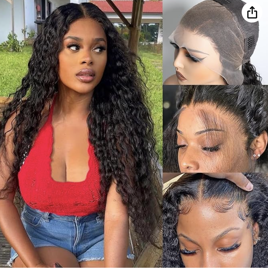 BELE 30 Inch Full Lace Frontal Wig PartingMax 13x4 Water Wave Lace Front Wigs 100% Human Hair Pre Plucked Bleached Knots Lace Front Wig HD Lace Deep Curly Wig 180% Density Natural Color