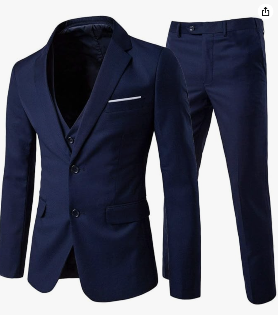 Cloudstyle Men’s 3-Piece 2 Buttons Slim Fit Formal Suit