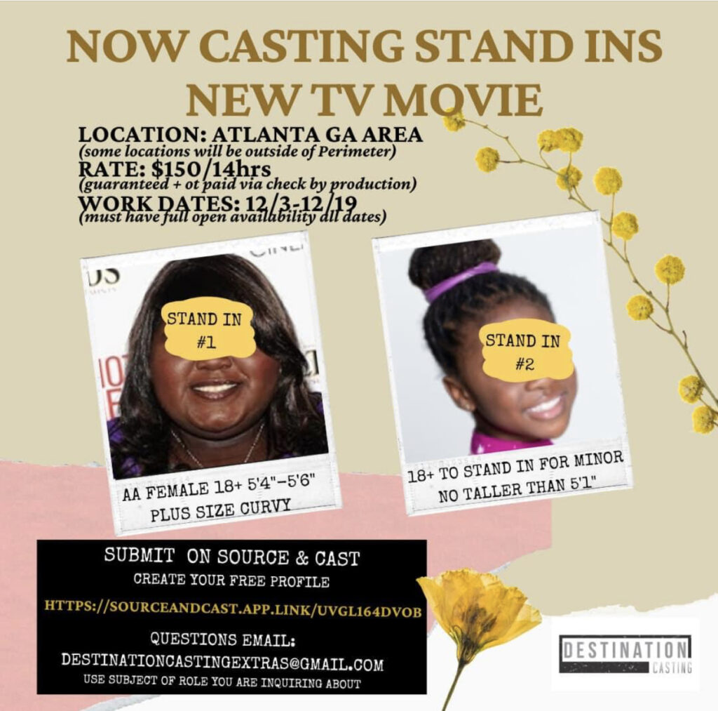 movie stand-ins needed in Atlanta.