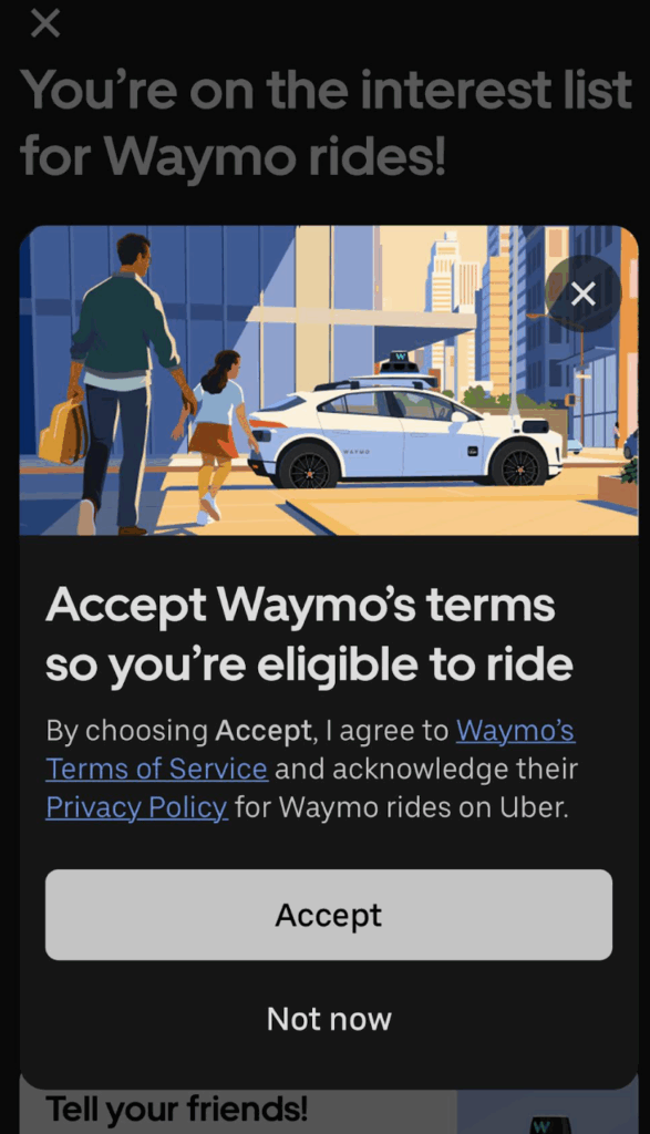 Uber Waymo rides in app