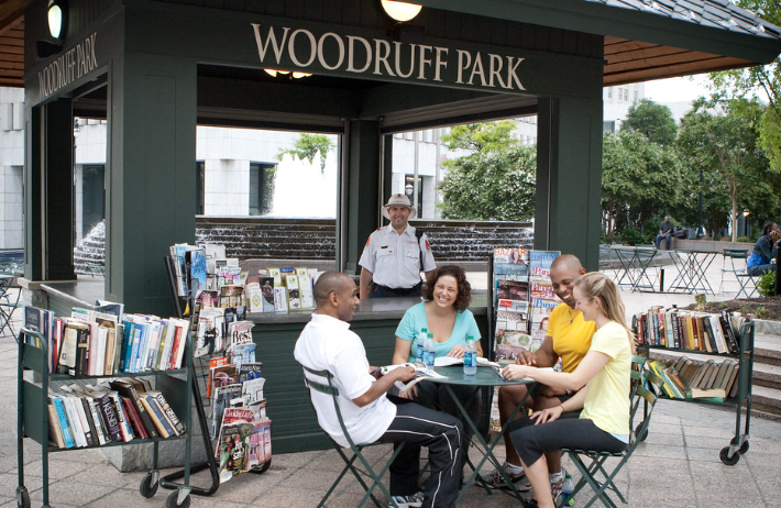 Enjoy the Woodruff Park Reading Room in downtown Atlanta.