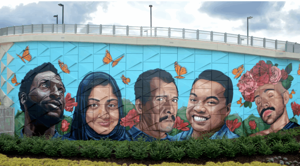 “Monuments: Atlanta’s Immigrants” by Yehimi Cambrón (Peters St and Trenholm St)