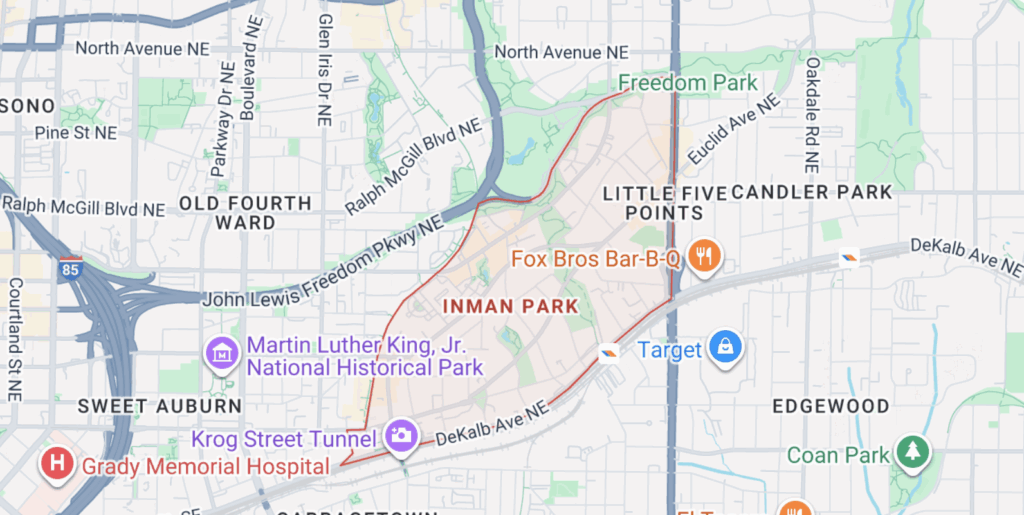 Inman Park map