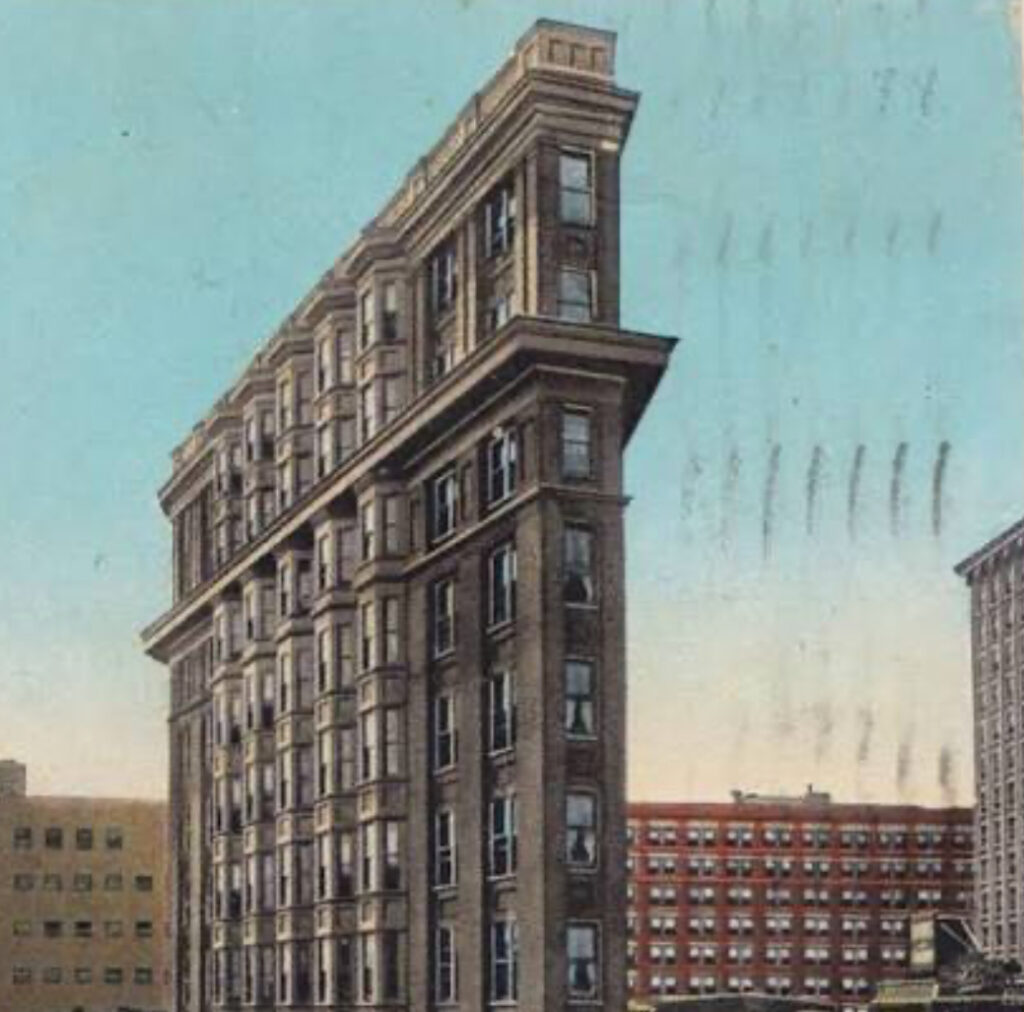 The Flatiron Building (now the English-American Building), completed in 1897, holds the distinction of being the city's oldest surviving skyscraper.