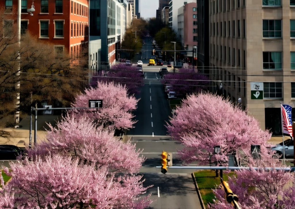 Peachtrees in Atlanta.