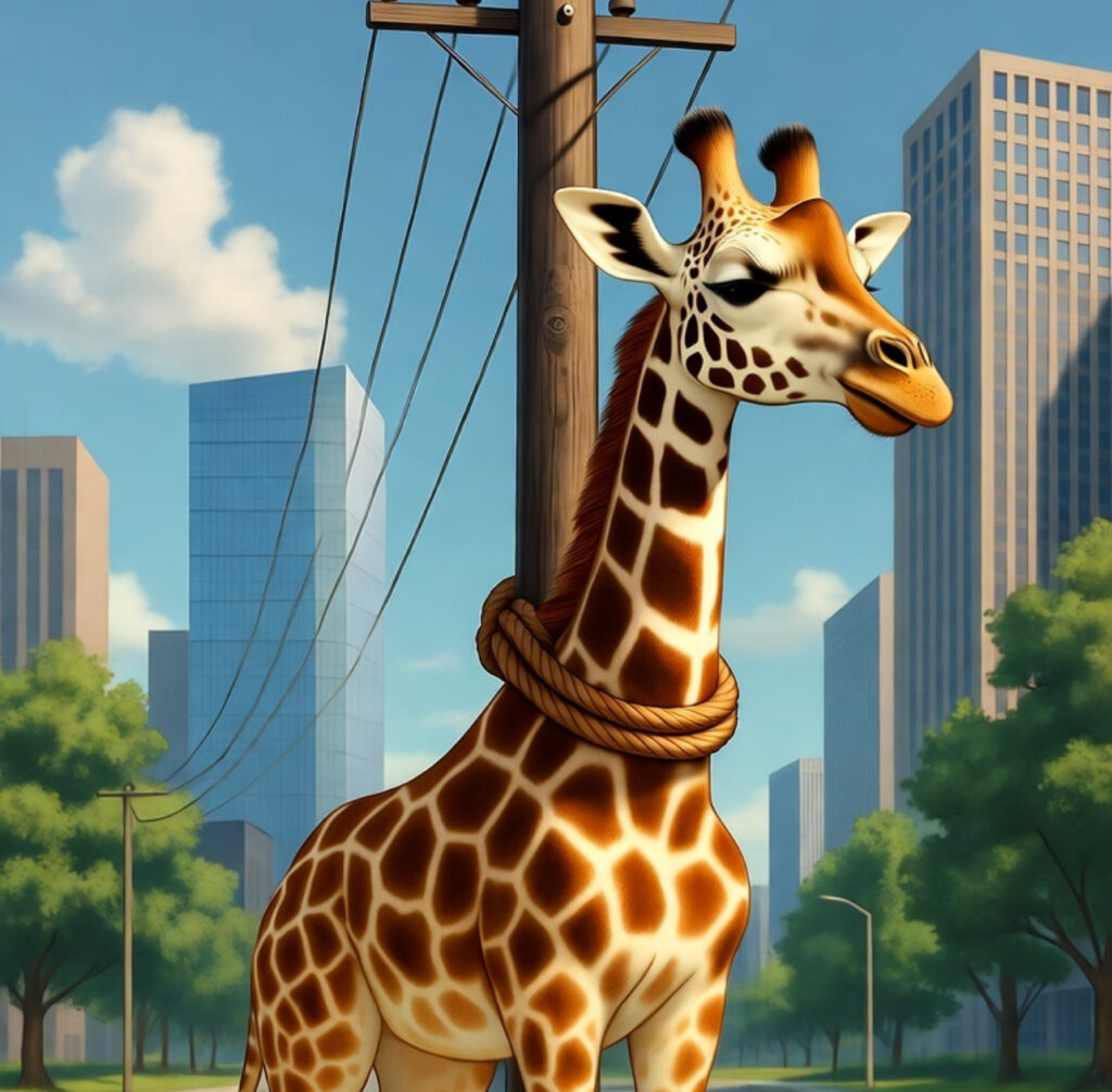 Tie a Giraffe to a Telephone Pole in Atlanta.