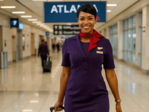 Delta flight attendant walks amid airport delays