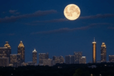 harvest moon Atlanta supermoon over skyline