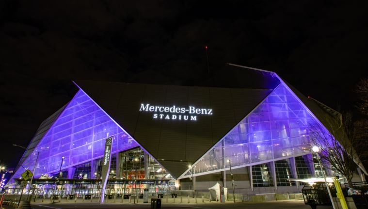 Mercedes-Benz Stadium in downtown Atlanta.